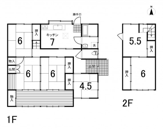 鈴鹿市若松北、中古一戸建ての間取り画像です