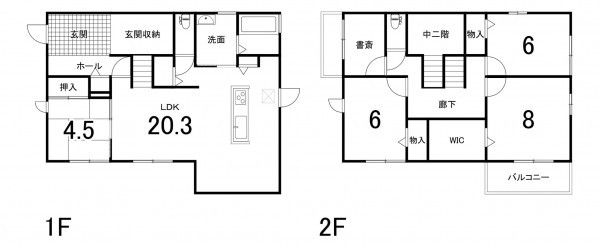 鈴鹿市稲生こがね園、中古一戸建ての間取り画像です