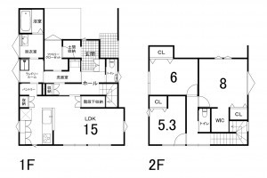 鈴鹿市稲生塩屋、新築一戸建ての間取り画像です