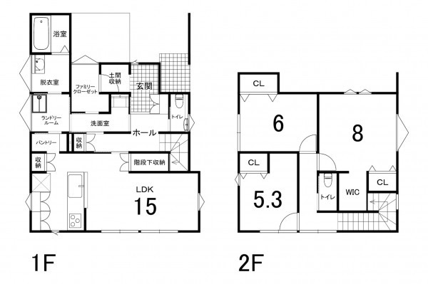 鈴鹿市稲生塩屋、新築一戸建ての間取り画像です