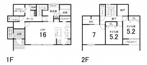 鈴鹿市稲生塩屋、新築一戸建ての間取り画像です