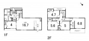 鈴鹿市東磯山、新築一戸建ての間取り画像です