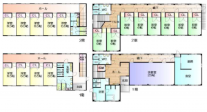 鈴鹿市西条、収益物件/寮の間取り画像です
