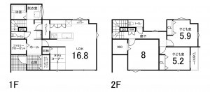 鈴鹿市北玉垣町、新築一戸建ての間取り画像です