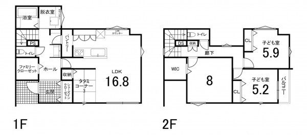 鈴鹿市北玉垣町、新築一戸建ての間取り画像です
