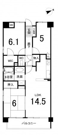 鈴鹿市南江島町、マンションの間取り画像です