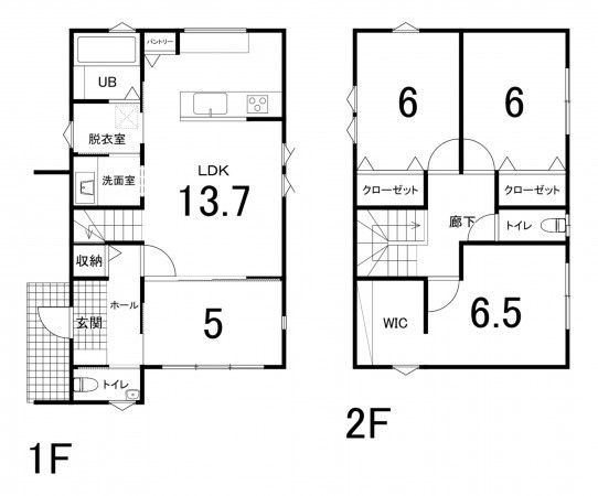鈴鹿市北長太町、新築一戸建ての間取り画像です