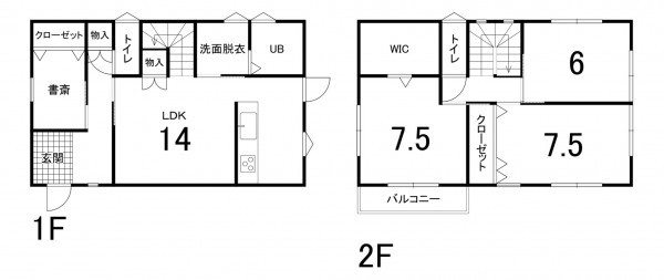 鈴鹿市寺家、中古一戸建ての間取り画像です
