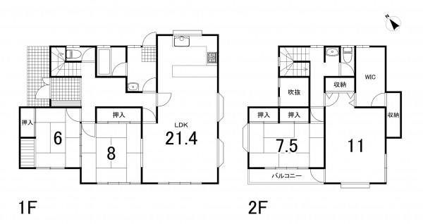 鈴鹿市長太旭町、中古一戸建ての間取り画像です