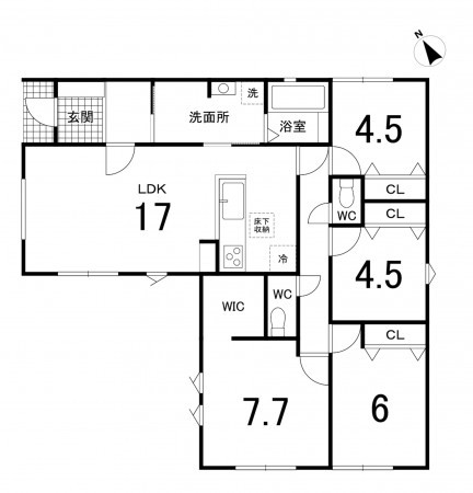 鈴鹿市長太新町、新築一戸建ての間取り画像です