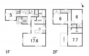 鈴鹿市長太新町、新築一戸建ての間取り画像です