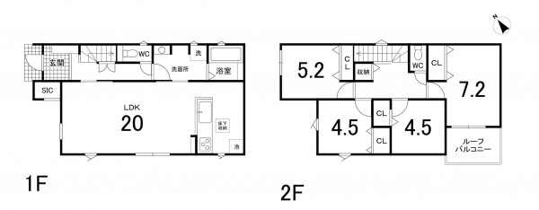 鈴鹿市長太新町、新築一戸建ての間取り画像です