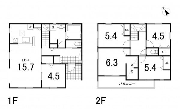 鈴鹿市若松北、新築一戸建ての間取り画像です