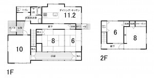 鈴鹿市若松西、中古一戸建ての間取り画像です