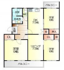 鈴鹿市庄野東、マンションの間取り画像です