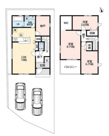鈴鹿市長太旭町、収益物件/住宅の間取り画像です