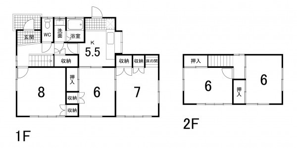鈴鹿市北堀江、中古一戸建ての間取り画像です