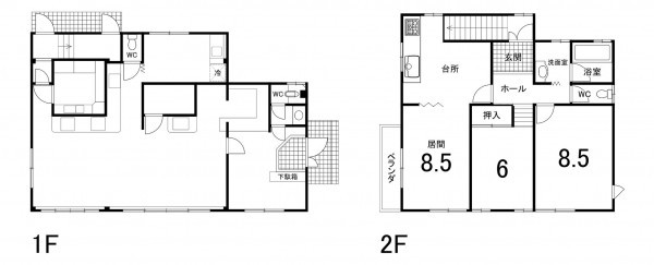 鈴鹿市中旭が丘、収益物件/店舗付住宅の間取り画像です