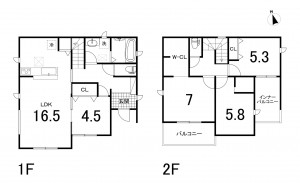 鈴鹿市岡田、新築一戸建ての間取り画像です