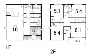 鈴鹿市岡田、新築一戸建ての間取り画像です