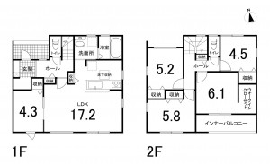 鈴鹿市北玉垣町、新築一戸建ての間取り画像です