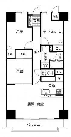 鈴鹿市桜島町、マンションの間取り画像です