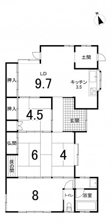 鈴鹿市寺家、中古一戸建ての間取り画像です
