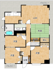 宇部市神原町、マンションの間取り画像です