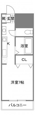 宇部市東新川町、マンションの間取り画像です