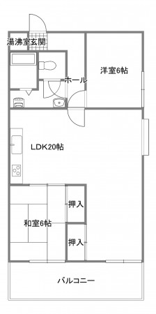宇部市東芝中町、マンションの間取り画像です