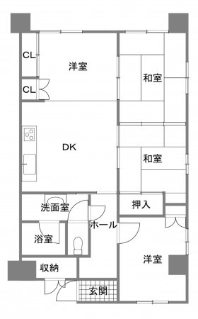 宇部市寿町、マンションの間取り画像です