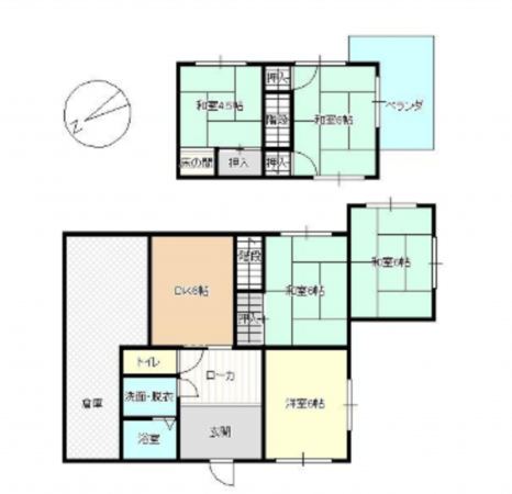 宇部市則貞、中古一戸建ての間取り画像です