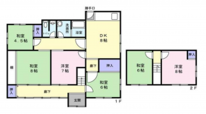 宇部市開、中古一戸建ての間取り画像です
