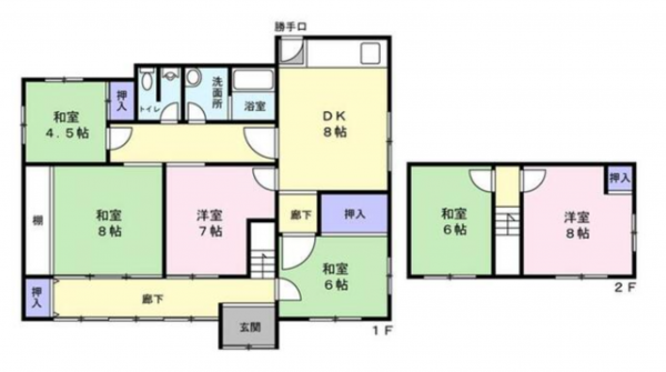 宇部市開、中古一戸建ての間取り画像です