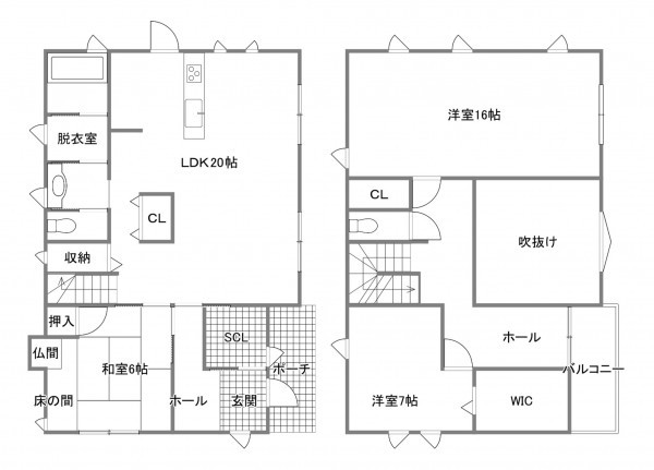 宇部市大字西岐波、中古一戸建ての間取り画像です