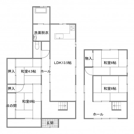 宇部市大字船木、中古一戸建ての間取り画像です