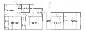宇部市今村北、中古一戸建ての間取り画像です
