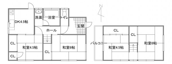 宇部市今村北、中古一戸建ての間取り画像です