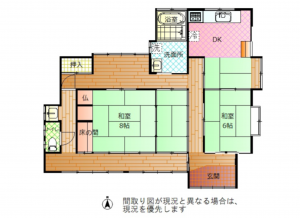 宇部市岬町、中古一戸建ての間取り画像です