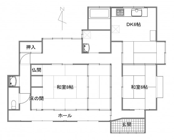 宇部市岬町、中古一戸建ての間取り画像です