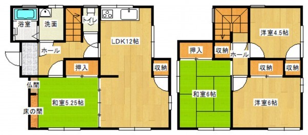 宇部市大字際波、中古一戸建ての間取り画像です