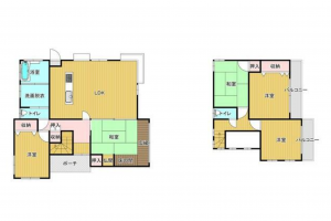 宇部市浜田、中古一戸建ての間取り画像です