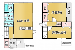 宇部市野中、中古一戸建ての間取り画像です
