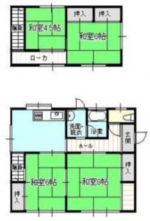宇部市厚南北、中古一戸建ての間取り画像です