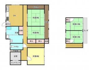 宇部市開、中古一戸建ての間取り画像です