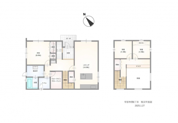 宇部市開、中古一戸建ての間取り画像です