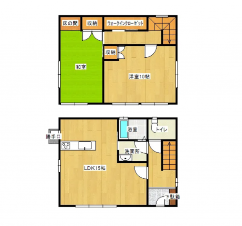 宇部市大字西岐波、中古一戸建ての間取り画像です