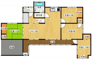 宇部市大字東須恵、中古一戸建ての間取り画像です