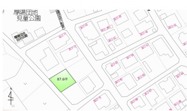 山陽小野田市大字郡、土地の地図画像です