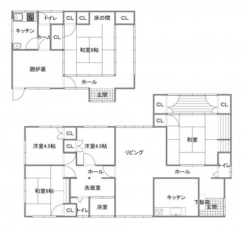 山陽小野田市大字郡、中古一戸建ての間取り画像です